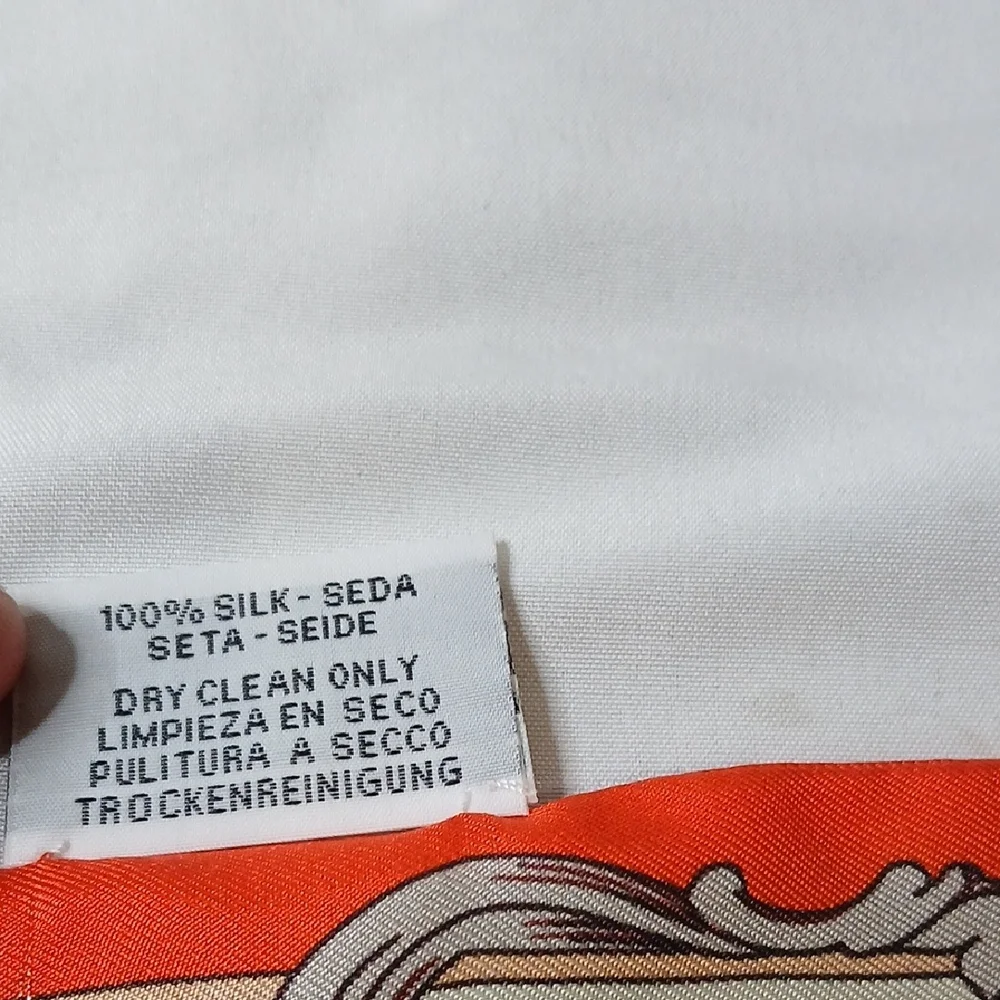 Hermes "Bride De Cour" Orange Twilly Scarf - Picture 5 of 5